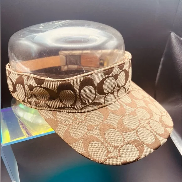 Coach Signature Visor in khaki and brown monogram canvas. NWOT - Picture 1 of 8